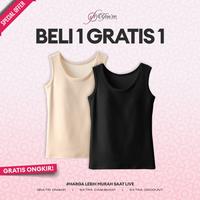 Gambar YOUVE PAKET HEMAT 2PCS Tanktop Basic Singlet Tali Lebar Wanita 700030 - BLACK+CREAM, L dari YouHave Store undefined 1 Tokopedia