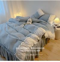 Gambar DJ Girls Heart Solid Color Bedding Sheet Set Ins Princess Wind dari Delphi Joy undefined 3 Tokopedia
