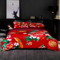 Gambar DJ Luxury Red Bedding Set Flower Birds Print Duvet Cover Set Ch dari Delphi Joy undefined 2 Tokopedia