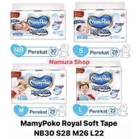 Gambar MamyPoko Royal Soft Tape NB30 NB 30 S28 S 28 M26 M 26 L22 L 22 Popok dari putrihidd_shop undefined 1 Tokopedia