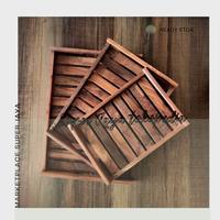 Gambar Nampan minimalis kayu jati organizer tempat penyimpanan hotel kafe - Walnut, 40x25x6cm dari luckyluckywood undefined 2 Tokopedia