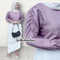 Gambar Weijia Fashion Baju Atasan Wanita Terbaru PUFFY SHAKILA TOP - MAROON dari WEIJIA Fashion undefined 4 Tokopedia