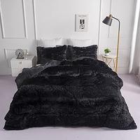 Gambar Chovy Faux Fur Plush Black Comforter Sets King 3PC Bedding Set dari Home and Kitchen USA undefined 1 Tokopedia