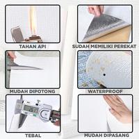Gambar (COD) Wallpaper busa Linen stiker Roll Wallpaper Dinding foam sticker - FULL BIRU dari AlmiraID Makassar undefined 3 Tokopedia
