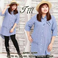 Gambar Baju Wanita Pakaian Cewek Fashion Perempuan JUMBO DENIM VAGUEED - Biru dari FASHION BAJU KEKINIAN undefined 3 Tokopedia