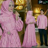 Gambar Baju Couple Muslim | Batik Gamis Organza Rubby Raswa Pink dari FASHION BAJU KEKINIAN undefined 1 Tokopedia