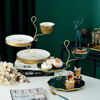 Gambar Ceramic Dessert Serving Plate / Tier Cake 3 Susun / Tempat Kue 3 Susun - Hijau Butterfly dari AestheticHome.Id undefined 2 Tokopedia