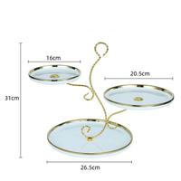 Gambar Ceramic Dessert Serving Plate / Tier Cake 3 Susun / Tempat Kue 3 Susun - Hijau Butterfly dari AestheticHome.Id undefined 1 Tokopedia