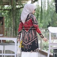 Gambar Baju Atasan Tunik Batik Wanita Kerja Motif Indira Merah Zipper Depan dari Lathifa mall undefined 3 Tokopedia