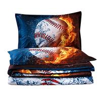 Gambar A Nice Night Baseball with Fire Print Comforter Quilt Set Bedding Sets dari Home and Kitchen USA undefined 1 Tokopedia
