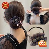 Gambar Ikat Jepit Rambut Sanggul Hair Bun Tie Kawat Motif Bunga Manik Manik F dari Maisha aksesoriss undefined 1 Tokopedia