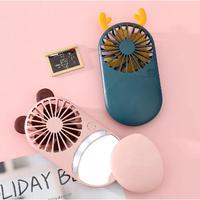 Gambar KP025 Kipas Cermin LED 3 In 1 Mini Fan Karakter Portabel Cermin Angin dari bidvanastore undefined 1 Tokopedia