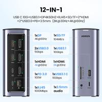 Gambar UGREEN 12-IN-1 Docking Station 8K 30Hz HDMI DP 4K 30Hz 1000Mbps SD/TF dari saghd38storee undefined 2 Tokopedia