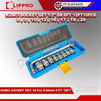 Gambar LIPPRO Kunci Sok Set 10 Pcs 1/2 DR 8-24MM - Socket Set Shock Soket Set - 3316MB - 6PT dari AJTKREKOT undefined 4 Tokopedia