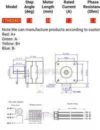 Gambar stepper moor Nema 17 17hs3401 promo stepper motor 1.3 A high torque dari sella-pritta undefined 2 Tokopedia