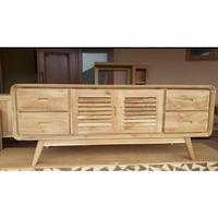 Gambar Bufet Meja TV Minimalis Kayu Jati Model Retro 4 Laci /furniture rumah - belum warna dari Indah Jati Putra undefined 3 Tokopedia