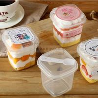 Gambar 10pcs cup mousse cake dessert pudding kotak + sendok dari Rakkipack undefined 1 Tokopedia