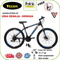 Gambar VELION SEPEDA GUNUNG 24 - 26" MTB OPERAN SHIMANO 3x7 SPEED Free kaki - 26" black blue dari TOKO AGUN6 undefined 5 Tokopedia