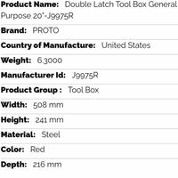 Gambar Proto - Double Latch Tool Box General Purpose 20 -J9975R Ori Diskon dari diyaa_-sh0p undefined 2 Tokopedia