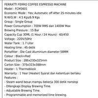 Gambar Dijual ferrati fero fcm-3601 coffee espresso machine Limited dari nerraaulia undefined 2 Tokopedia