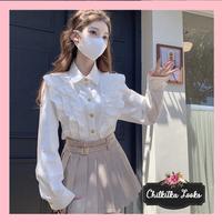 Gambar CHILKITKA LOOKS FASHION / Ella Ruffle Shirt // udcc413 - White, S dari Chilkitka Looks undefined 1 Tokopedia