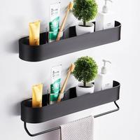 Gambar Bathroom Shelf Rack Wall Mounted Shelves Bath Towel Holder Black dari Mall Kota Maju undefined 1 Tokopedia