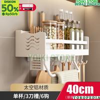 Gambar Y.S Rak Dapur Putih Tempat Pisau Bumbu Multifungsi Dipasang Di Dinding - 70cm Three cups dari YOIKI JKTSTORE undefined 4 Tokopedia
