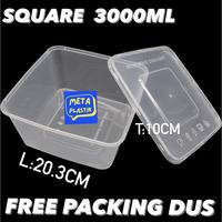 Gambar 25 PCS KOTAK MAKAN SQUARE 3000ML / KOTAK 3000 ML / FOOD CONTAINER / dari Stationery,co undefined 1 Tokopedia