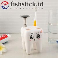 Gambar FISHSTICK Tempat Sikat Gigi Putih 4lubang Aksesoris Kamar Mandi Bentuk dari hajashs undefined 1 Tokopedia