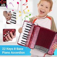 Gambar Alat Musik Akordion Piano 22 Tuts 8 Bass Dengan Strap Adjustable - Merah, #2 dari ChelOne undefined 1 Tokopedia