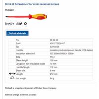 Gambar Obeng Plus VDE PH 2 X 100 mm 98 24 02 KNIPEX Cross Slot Screwdrivers dari SATATOOLS undefined 2 Tokopedia
