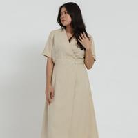 Gambar Jual Cloth Inc TENCEL Overlap Belted Dress - Creme XXS Diskon dari pinus, undefined 3 Tokopedia