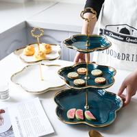 Gambar Piring Tempat Kue Tingkat Keramik Bentuk Bunga List Gold - WHITE 2 TINGKAT dari BOSSALI Store undefined 4 Tokopedia
