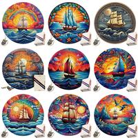Gambar Sailboat Wooden Puzzles Round The Sea Sunshine 3D Jigsaw Diy Craf dari Gladiolus Galadriel undefined 1 Tokopedia