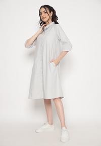 Gambar Puricia Dress Wanita Berkerah Kemeja Kotak Freya Light Gray - GREY, XXL dari Kopamart undefined 2 Tokopedia