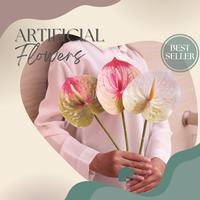 Gambar Bunga Artificial flower Kuping Gajah latex - GREEN PINK dari New Moon Casa undefined 3 Tokopedia