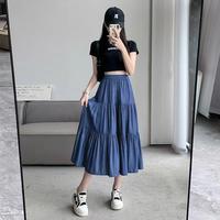 Gambar Women's Summer Ice Cool Denim Color Spliced A-line Skirt Tencel B dari Eki Wanda undefined 5 Tokopedia