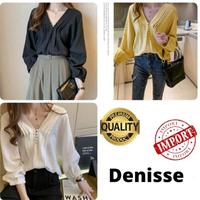 Gambar Blouse Atasan Wanita DENISSE Hem Vneck Top Bahan Cotton Tencel Import dari marineKEY undefined 2 Tokopedia