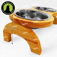 Gambar Tempat makan minum kucing anjing rak kayu double mangkok stainless dari Sempati Bird Shop undefined 3 Tokopedia