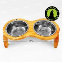 Gambar Tempat makan minum kucing anjing rak kayu double mangkok stainless dari Sempati Bird Shop undefined 4 Tokopedia