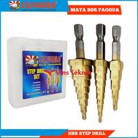 Gambar FUJIYAMA mata bor set pagoda Multi Step Drill Bit HSS Titanium 3 PCS dari Sri Toys 7 undefined 3 Tokopedia