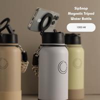 Gambar [CIRCLET] 1000 ml SipSnap Tripod Bottle Double Wall Insulated Water Bottle Thermos Kopi Teh - Botol Minum Dewasa Stainless Steel 304 - Tahan Dingin & Panas - Magnetic Holder Minimalis + Free Magnetic Ring Sticker - Avocado Butter dari Circlet Beyond Hydration undefined 5 Tokopedia