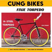 Gambar Sepeda Fixie custom Sport Frame Besi 700C  Velg Tinggi rem Torpedo stang balap - Hitam dari CUNG BIKES STORE undefined 4 Tokopedia