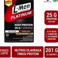 Gambar New L-Men Platinum Susu Nutrisi Pria Choco Latte Coklat ( 6Sachet ) 201Gr Original dari Taffra Store undefined 3 Tokopedia