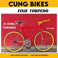 Gambar Sepeda Fixie custom Sport Frame Besi 700C  Velg Tinggi rem Torpedo stang balap - Hitam dari CUNG BIKES STORE undefined 5 Tokopedia