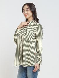 Gambar PTR DUST Kemeja Sanira Garis TENCEL Comfease (D.116407) - Hijau, XL dari chesa shop1 undefined 2 Tokopedia