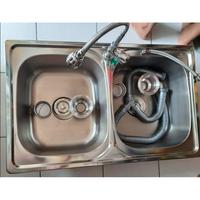Gambar (RA)BAK CUCI PIRING 2 LUBANG STAINLESS KOMPLIT 85x50/KITCHEN SINK MURAH PROMO dari Rajanya Sanitair undefined 1 Tokopedia