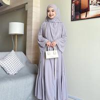 Gambar TRISYA Abaya OOTD Dress Kekinian Matt Premium Gamis Outher Turkey Muslim Wanita Pesta Dewasa Lebaran Mewah Kondangan Hitam Remaja Turki Bordir Crinkle Rayon Kaftan Syari Ceruty Airflow Tangan Lembut dari Alifbata mall undefined 5 Tokopedia