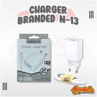 Gambar Charger Merk Charge Branded N-13 Kepala Charger Dan Kabel Data Micro Usb MONDELLA dari marinir123 undefined 3 Tokopedia