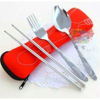 Gambar AIO SHOP-Sendok Sumpit Garpu Stainless Steel Set Pouch Sarung Tas Travel Souveiner Termurah dari repaniesipa undefined 5 Tokopedia